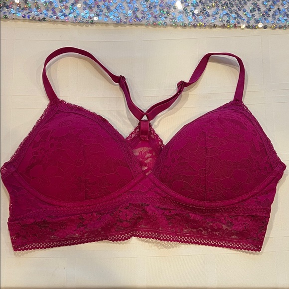 Victoria's Secret Lace Bralette Duo - Peach and Magenta - Size Large - Picture 2 of 11
